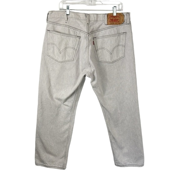 Levis Button Fly 501 Straight Fit Jeans Men's 40/30 Actual 38/28 Light Gray - Picture 3 of 11